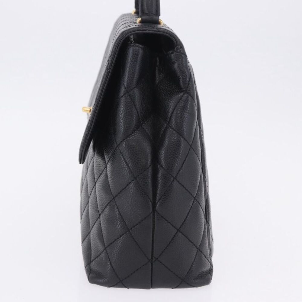 Chanel Coco Top Handle Quilted Caviar With Lizard Black Leather Handbag - Picture 3 of 16